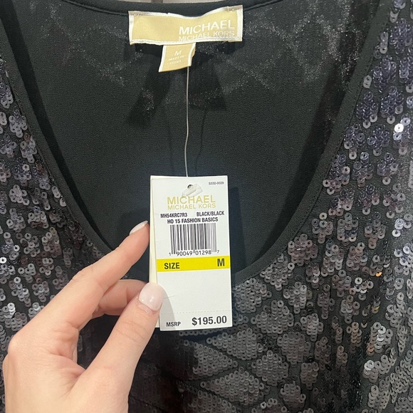 NWT M MICHAEL Michael Kors Unique Sequin Black Snakeprint Tank - Picture 3 of 4